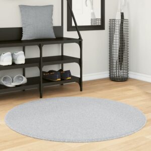 Hopkins 100cm Polyester Round Non-Slip Washable Rug - Grey