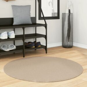 Hopkins 100cm Polyester Round Non-Slip Washable Rug - Sand