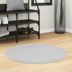 Hopkins 80cm Polyester Round Non-Slip Washable Rug - Grey