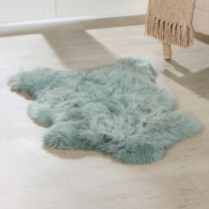 Biloxi Fabric Sheepkin Rug In Mint Green