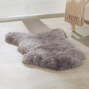 Biloxi Fabric Sheepkin Rug In Grey