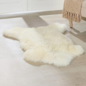 Biloxi Fabric Sheepkin Rug In Ivory White