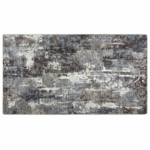 Corwin 150cm Polyester Washable Anti-Slip Rug In Black And Grey