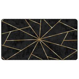 Corwin 150cm Polyester Washable Anti-Slip Rug In Gold And Black