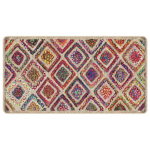 Corwin 150cm Polyester Washable Anti-Slip Rug In Multicolour And Natural