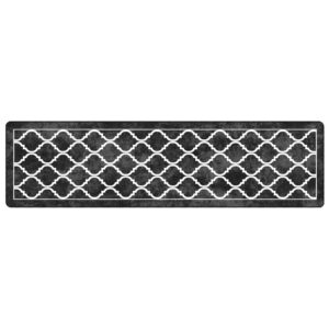 Corwin 300cm Polyester Washable Anti-Slip Rug In Black And White